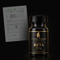 Retatrutide 20mg vial with its Certificate of Analysis (dark) – Titan Forge Compounds